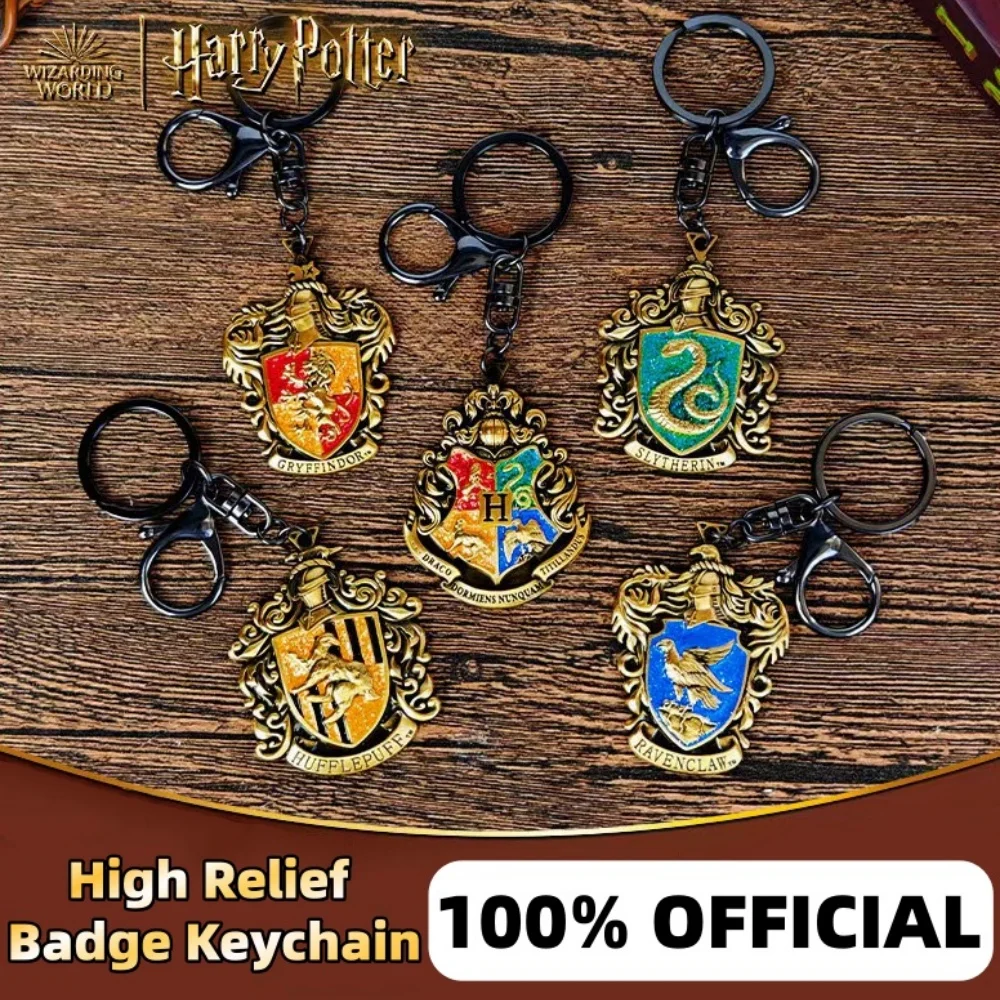 Llavero con escudo de casa de Harry Potter genuino, Hogwarts, Gryffindor, Ravenclaw, mochila con relieve de Metal, decoración, llavero para niña, regalos de navidad