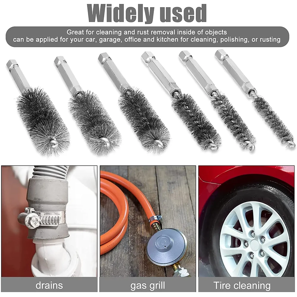 8-19mm Wire Tube Machinery Cleaning Brush Rust Cleaner Washing Polishing Tools for Automotive Manufacturing Processing Industry