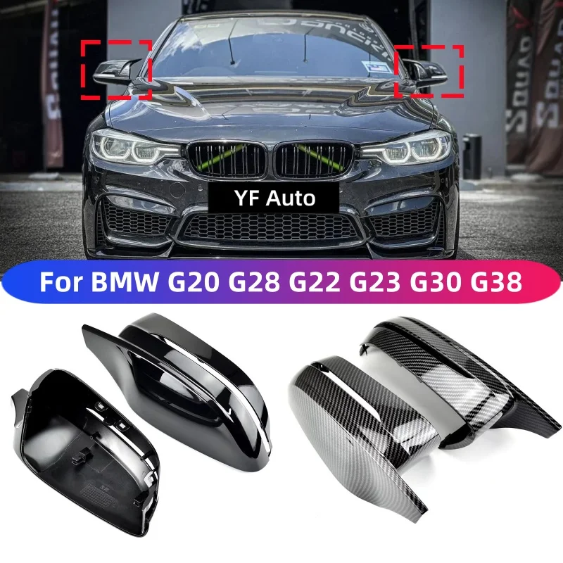 For BMW G20 G21 G28 G22 G23 G30 Carbon Fiber Black Rearview Mirror Cover Cap  G38 G11 G12 G15 G16 3 4 5 7 8 Series