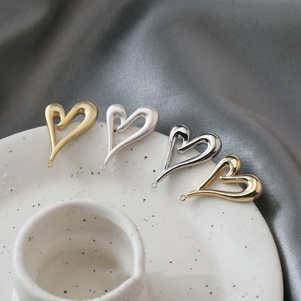 

4PCS Fashion 14K Gold Plated Heart Silver Needle Earrings DIY Making Supplies Ear Stud Jewelry Accessories