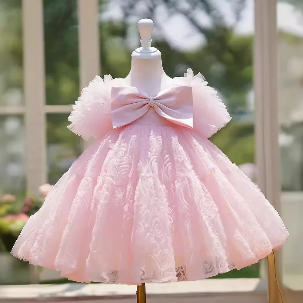 Summer Gown Baby Dresses First Birthday Flower Toddler Girl Clothes ChildrenTulle Girl Kid\'s Dress For Party ceremonial dress