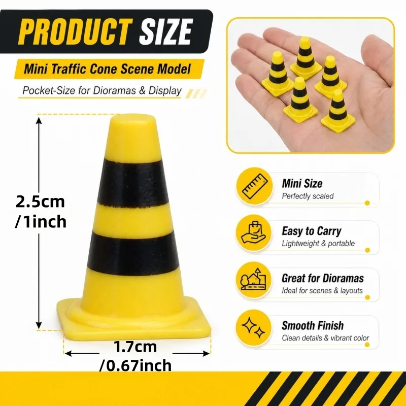 20pcs Mini Traffic Cones, Simulation Cones Road Stop Sign Roadblocks, Suitable for Landscape Sand Table Engineering Construction