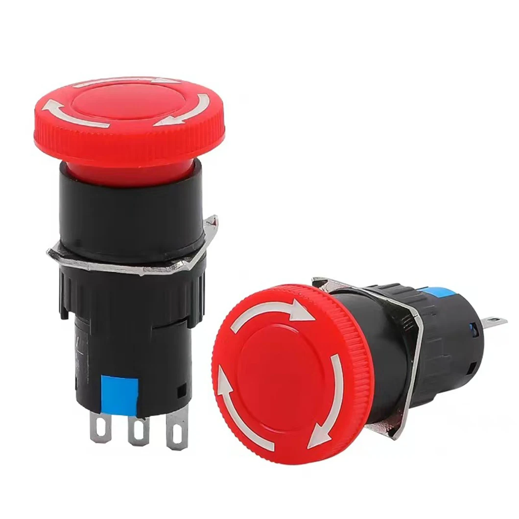 ABILKEEN New Arrival 16MM Plastic Emergency Stop Switch Latching Type 1NO1NC A16 Plastic Push Button Switch 3Pin Terminal SPDT