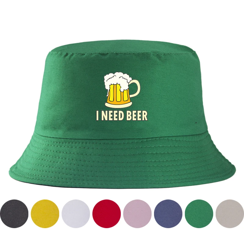 Funny Green Beer Mug Bucket Hat Men Reversible Double Sided Wear Fisherman Cap St Patricks Day Summer Sun Beach Panama Hats