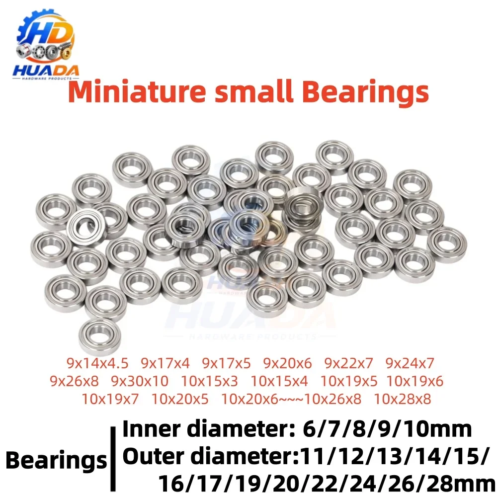 5/10/20/50/100Pcs Micro small bearing inner diameter 6/7/8/9/10  Outer diameter 11/12/13/14/15/16/17/19/20/22/24/26/28