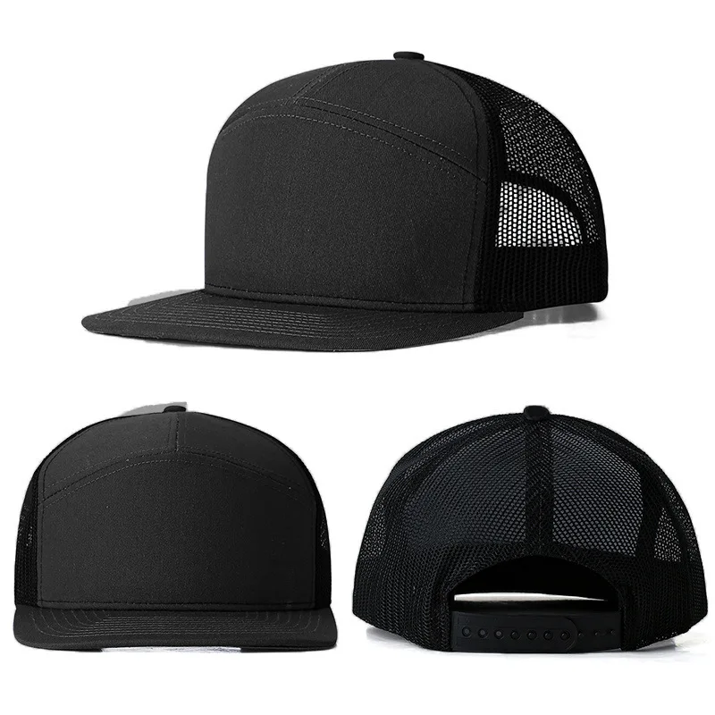 Customized Printed Logo Richardson Seven Piece Truck Driver Mesh Cap Breathable Baseball Hats Outdoor Sunshade Duck Tongue Caps