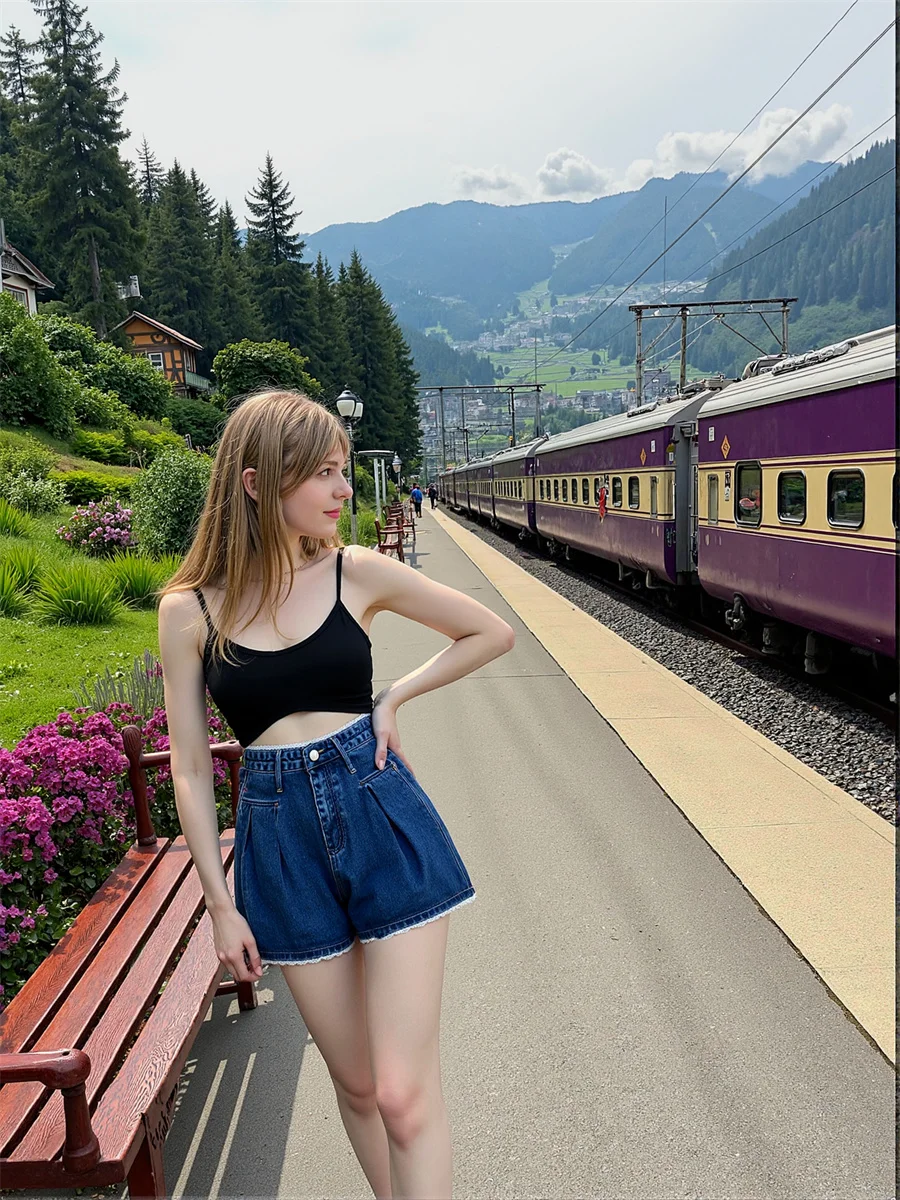 Pantalones cortos vaqueros de color azul oscuro para mujer, bonitos pantalones cortos Kawaii estéticos para niñas, estudiantes universitarios Preppy, Mini volantes plisados de verano Y2K