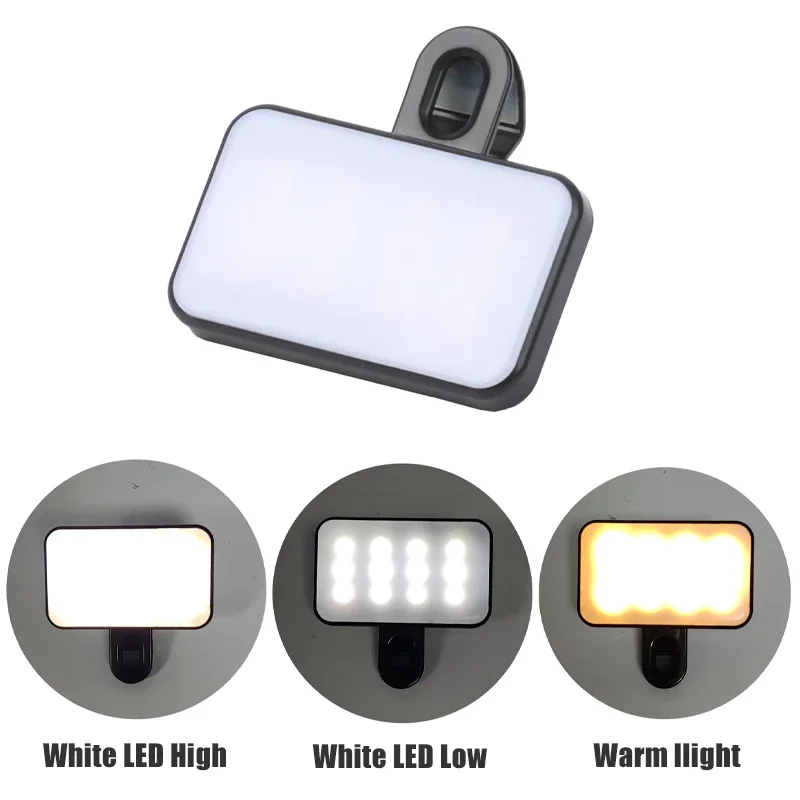 

Mini Portable LED Selfie Fill Light Clip 3 Colors Warm White For Phone Tablet Computer Video Photograph Makeup Atmosphere Light