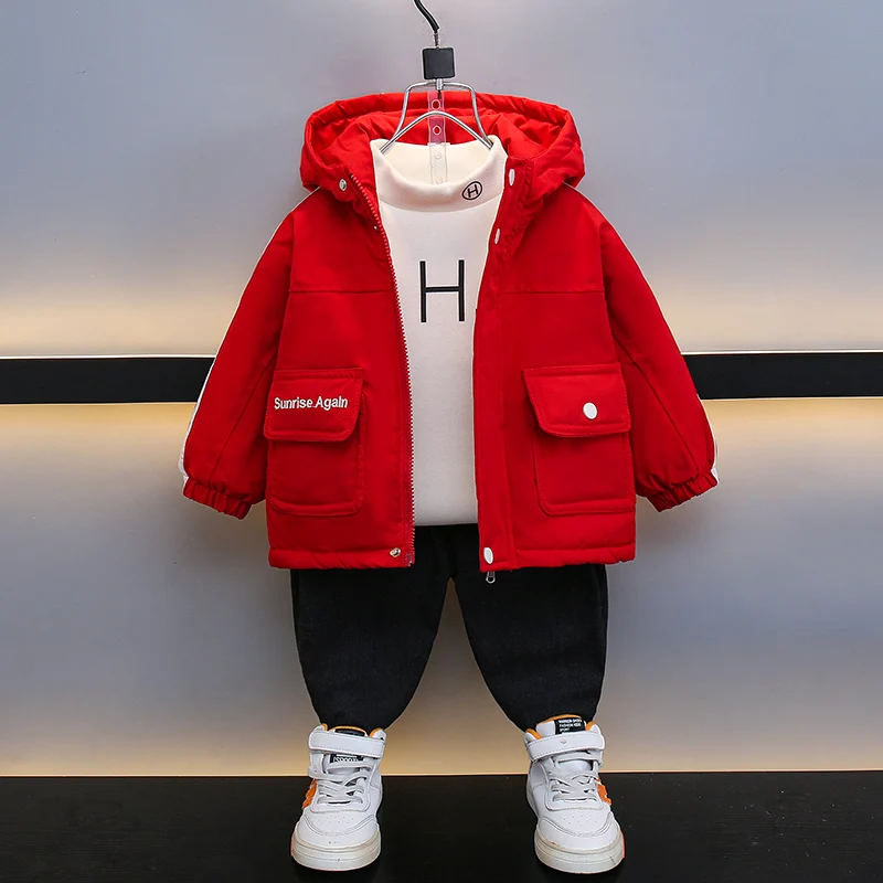

Утепленная флисовая осенне-зимняя куртка для мальчиков, хлопковая парка для малышей, молодежная модная водонепроницаемая куртка с длинными рукавами на молнии