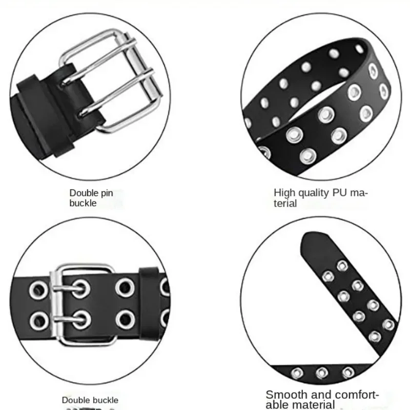 New Punk Style Metal Pin Buckle Leather Men Waistband for Jeans Fashion Alloy Women Belts Chain Luxury for Genuine Leather