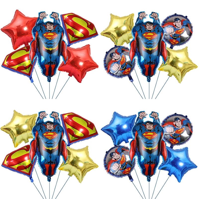 5PCS DC superman Balloon set Cartoon superhero foil Balloons for child Birthday Party Decoration boy Baby shower Gifts Supplies