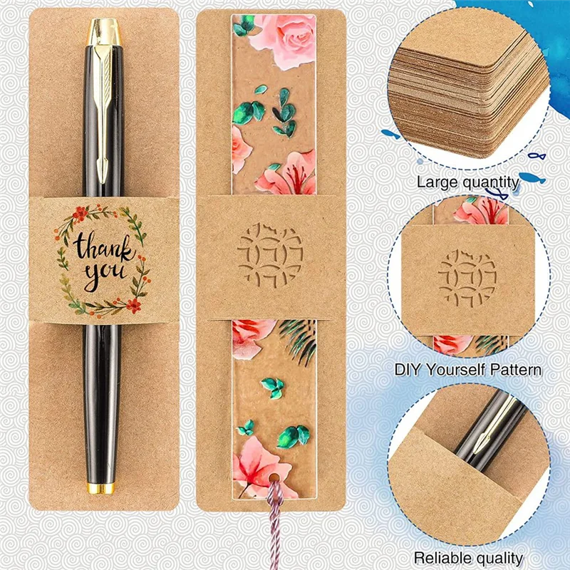 A13E-200 Pcs Bookmark Sleeves Resin Bookmark Holder For Bookmark Wrapping Gift Decoration