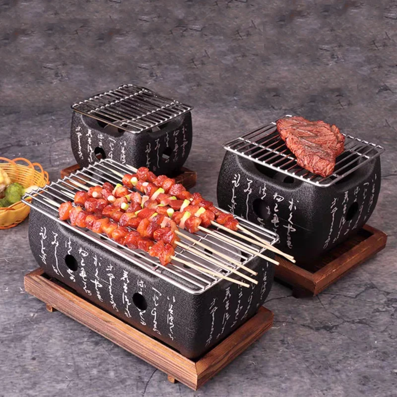 

Smokeless Portable BBQ Grill Korean Japanese Barbecue Grill Charcoal BBQ Oven Alcohol Stove Household Non-stick Korea BBQ Table