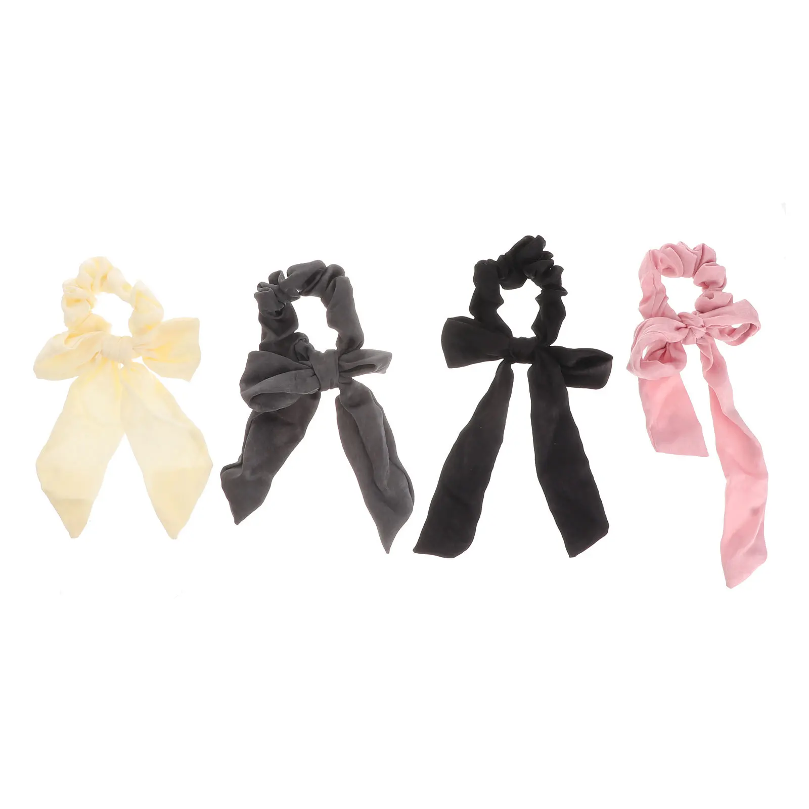 

4Pcs Satin Hair Ties Bowknot Ponytail Holders Chic Attractive Accessories Easy Match Outfits Everyday Wear Female Friends