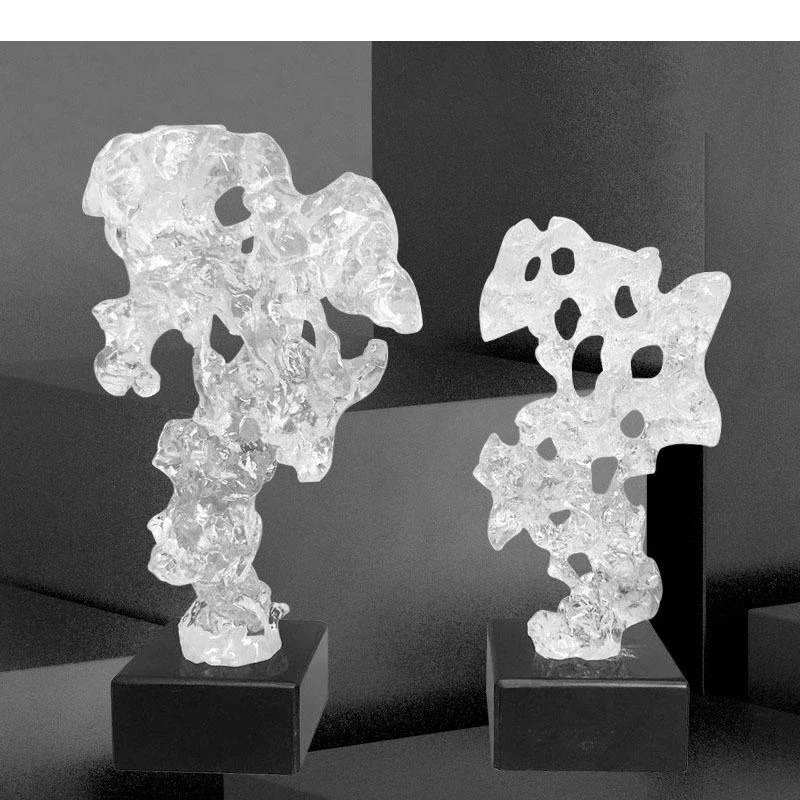 Transparent Coral Hollow Craft Sculpture Room Aesthetics Furnishings Desk Ornaments Taihu Stone Rockery Statue Modern Home Decor
