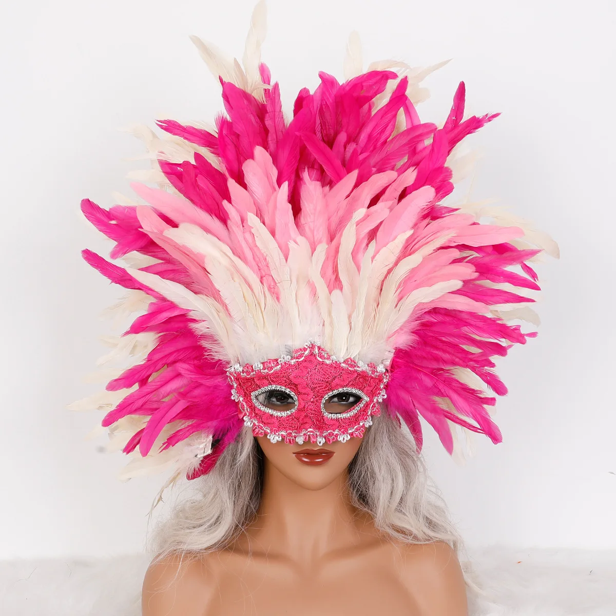 Venice High-end Feather Half Face Mask Removable Halloween Carnival Night Role Playing Props Graduation Party Role Playing