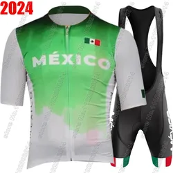 Mexico National Team 2024 Cycling Jersey Set Mexican Flag New Clothing Road Bike Shirts Suit Bicycle Bib Shorts MTB Ropa Maillot