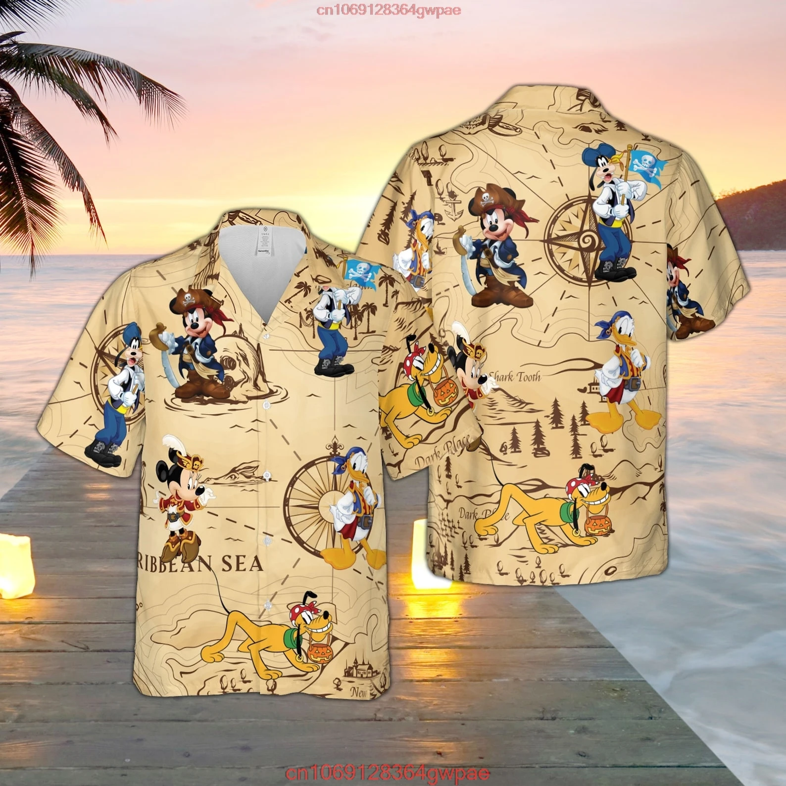 Pirates of the Caribbean Mickey Mouse Hawaiian Shirt Men Women Short Sleeve Shirt Disney Hawaiian Shirt Fashion Breathable Shirt