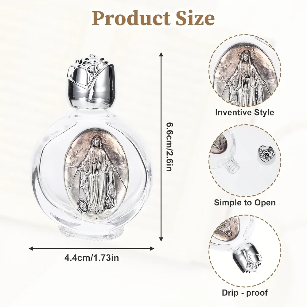 Glasflaschen für Weihwasser 0,5oz Geprägte Reise-Nachfüllflaschen Jesus für Katholische Kommunion Taufe Hochzeit Gastgeschenke – Detail 4