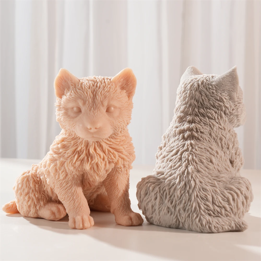 Wolf Cub Sitting Candle Mold Animal Candle Soy Wax Silicone Mould Animal Lover Home Decor