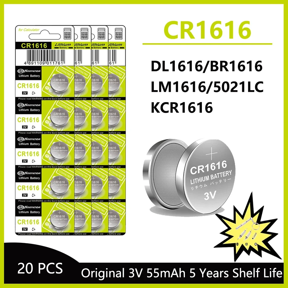 Nieuwe 3V 50mAh CR1616 Hoge Kwaliteit Knoopcelbatterij CR 1616 DL1616 BR1616 5021LC LM1616 Horloge Auto Afstandsbediening Lithium Batterij