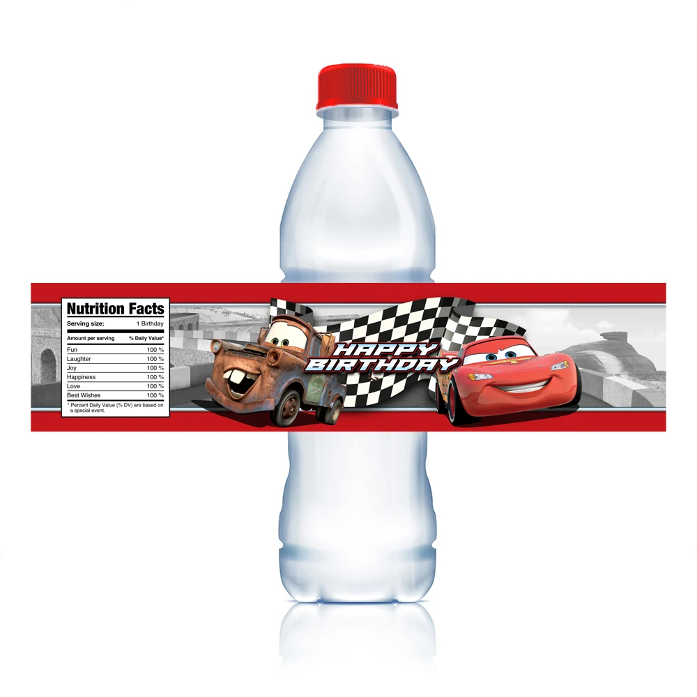 Disney Cars Lightning McQueen Water Bottle Labels Party Supplies Birthday Decorations Stickers for Boys Girls Baby Shower Party