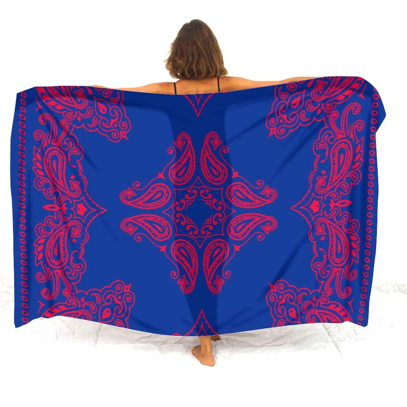 

Longlasting Multi Use Customizable Bandana Sarong Women Personalized Print Lightweight Art Shawl Wrap Four Season Essential