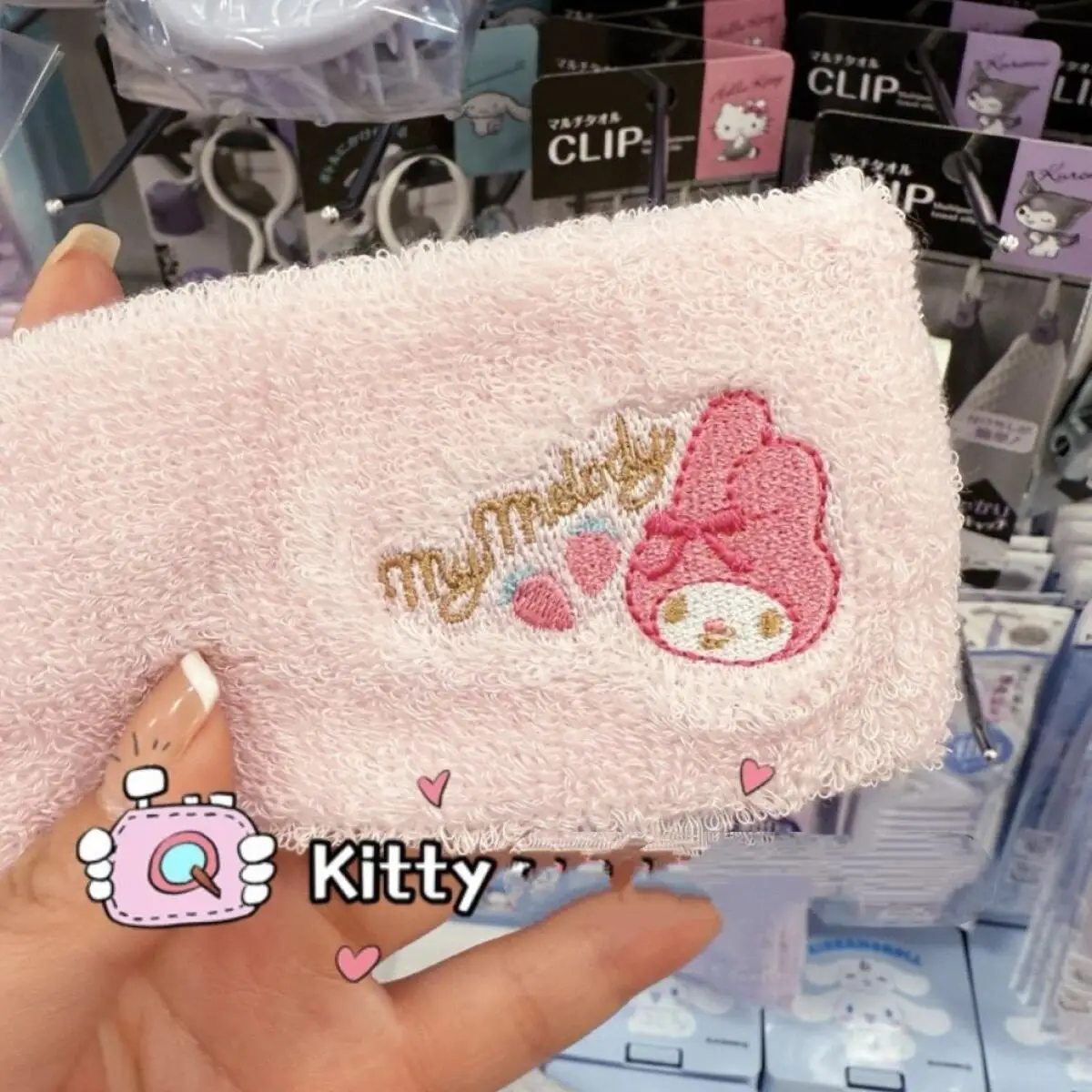 Sanrio My Melody Kuromi Knit Fabric Elasticity Plush Hairband Wash Up Makeup Removal Hair Tying Tool Daily Dressing Decoration
