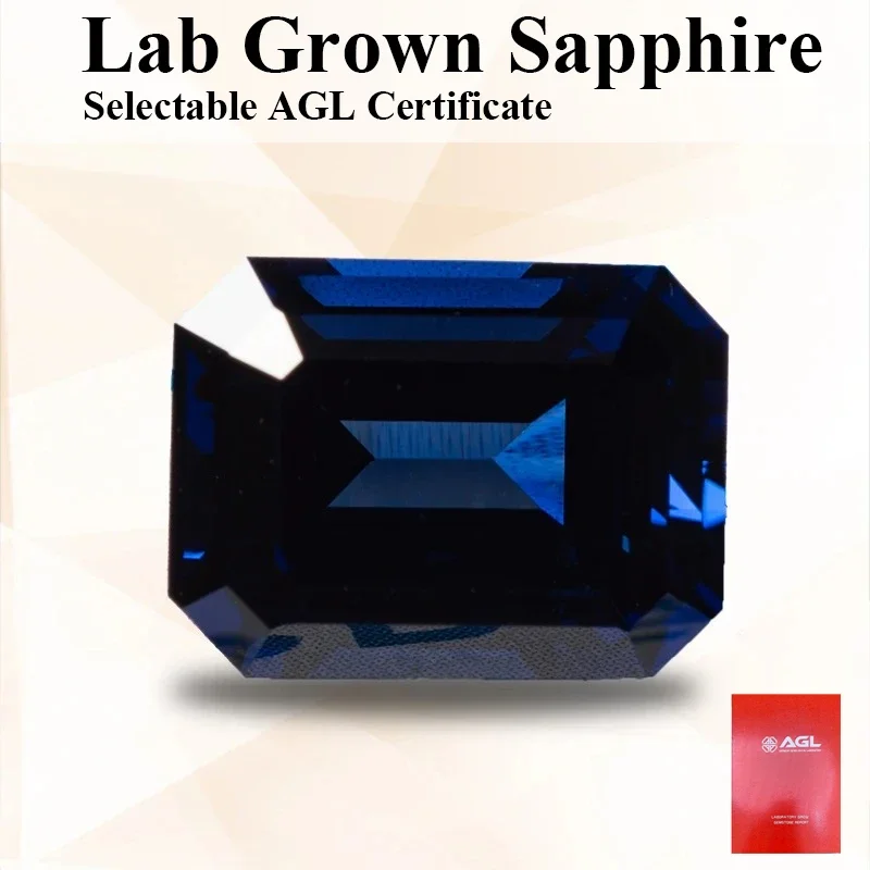 

NEW Lab Grown Sapphire Emerald Shape Royal Blue Top Quality Stone for Charms Diy Jewelry Making Necklace Selectable AGL Certifi