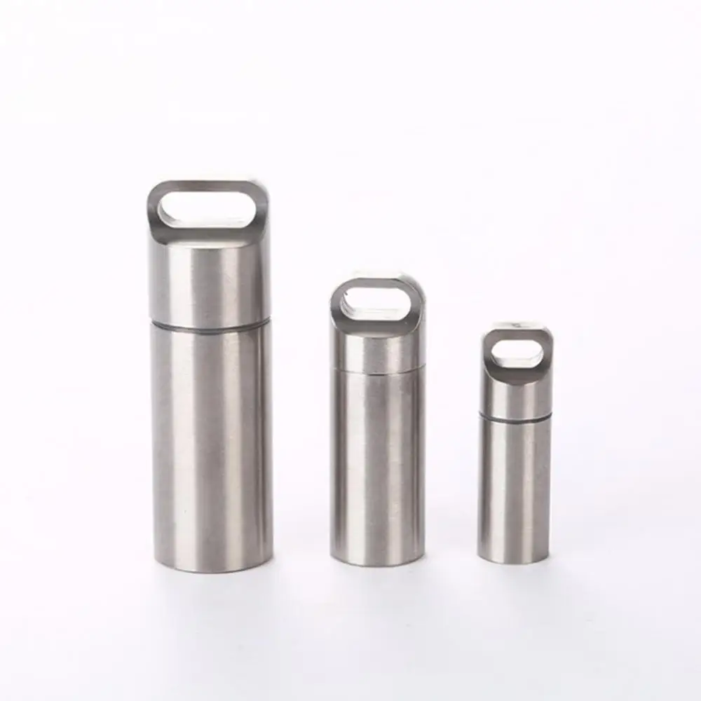 

Outdoor Pill Box Portable Mini Waterproof Stainless Steel Sealed Pill Box Tablets Bottle Medicine Vitamin Storage Capsule