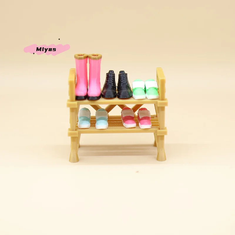 1 قطعة 1/12 طبقة مزدوجة رف الأحذية دمية الأثاث مقلد نموذج مشهد المنزل اكسسوارات الديكور لبيت الدمى