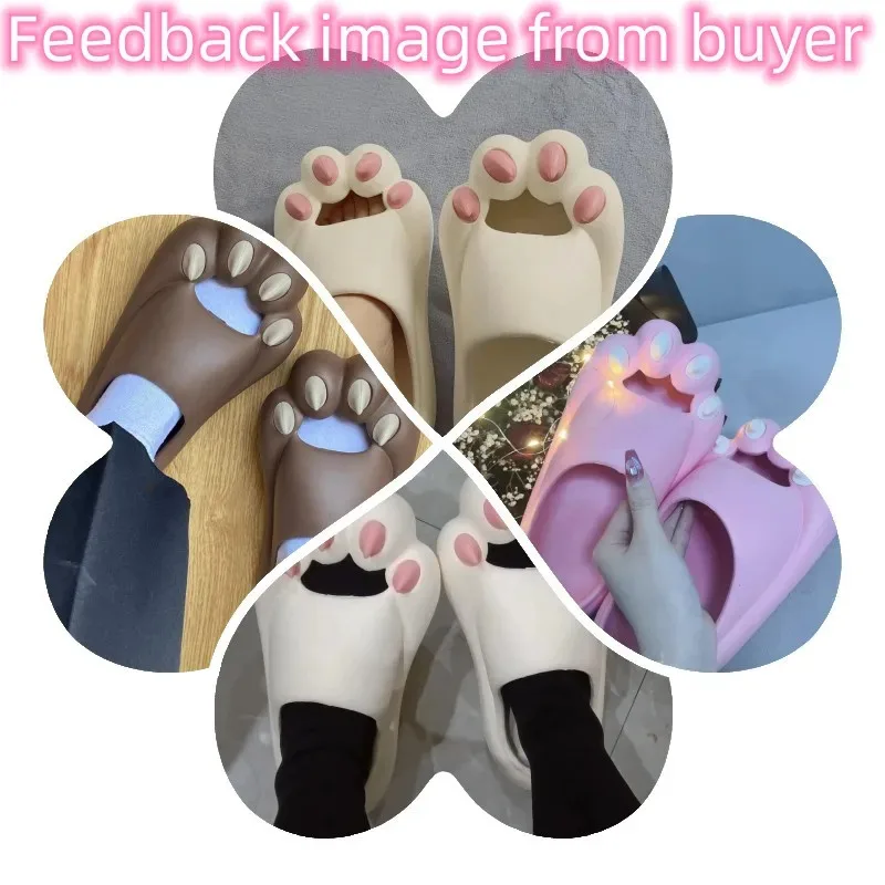 

Summer Women'S Cat Claw Slippers, Cartoon Bear Paw Open-Toe Sandals, Soft Sole Non-Slip Slides For Indoor Outdoor Beach Shower