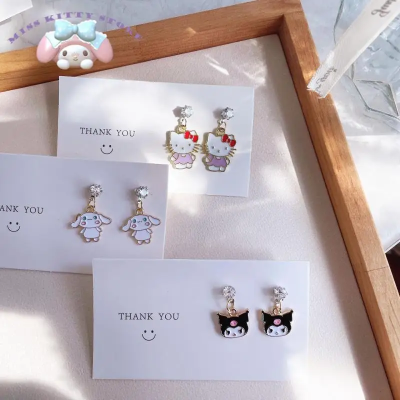 

Sanrio Studs Hellokitty Mymelody Kuromi Purin Cinnamoroll Cartoon Studs Cute 925 Silver Needle Earrings Student Girl Earrings