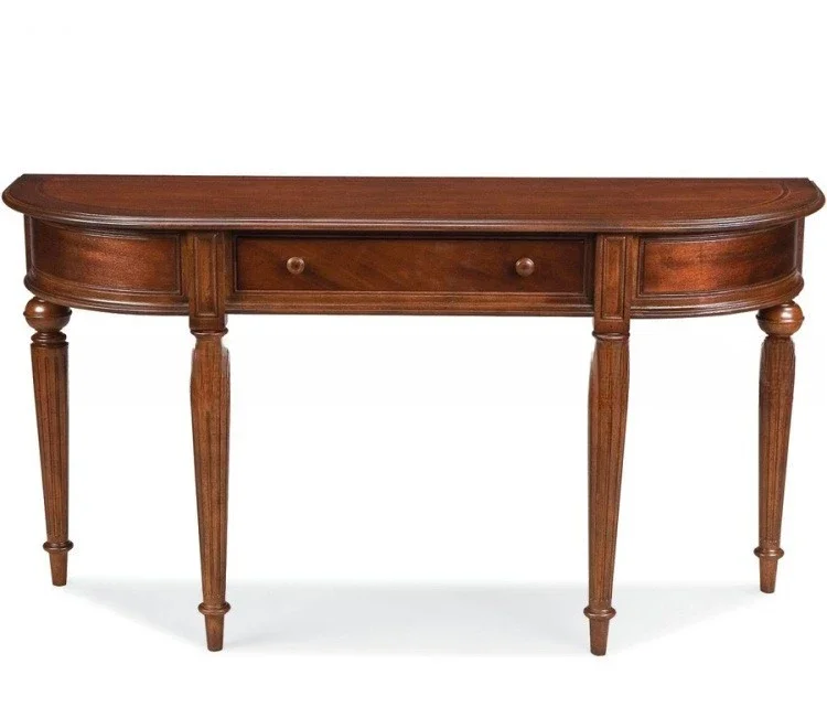 

American solid wood entrance table, retro old oak semicircle, storage table, foyer decorative table