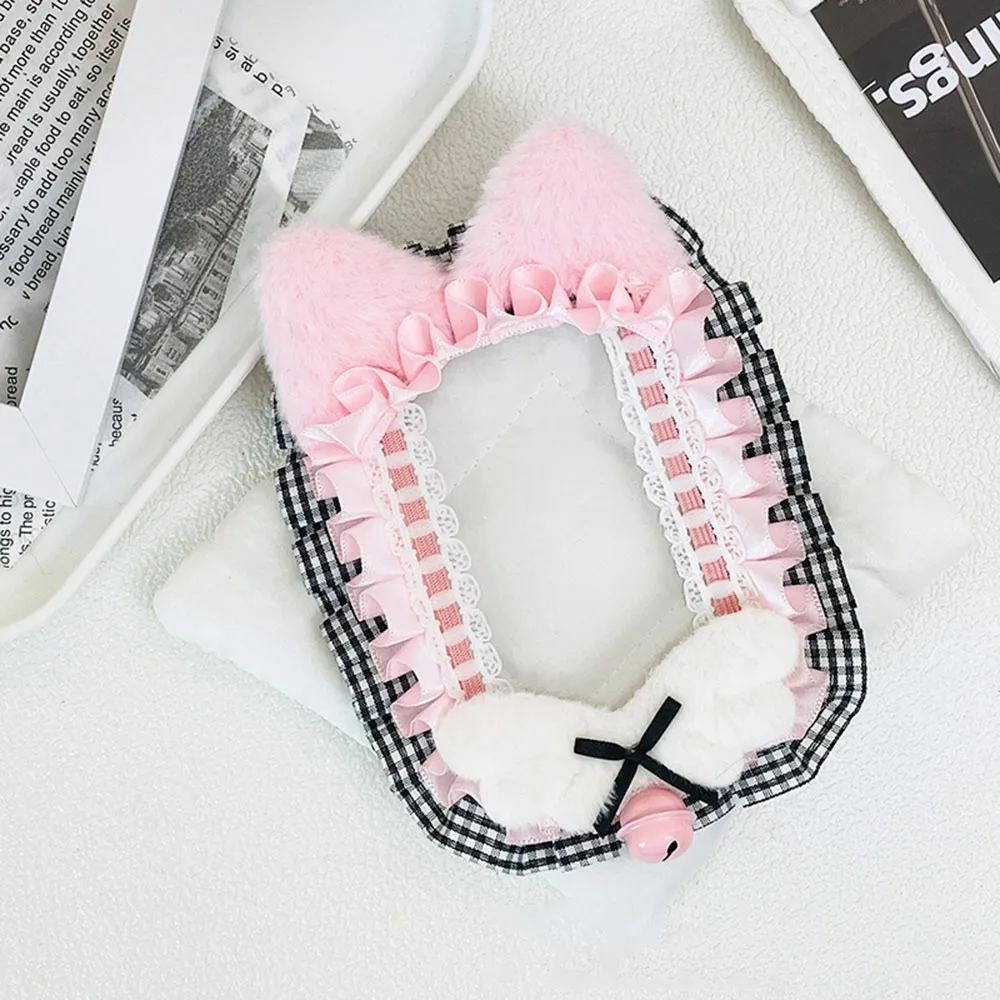New Pink Bow Card Holder with Ribbon Photo Protector Case Lace Anime Photocard Holder