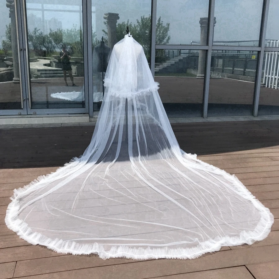 New Arrival Ivory Cathedral wedding veils for women wedding accessories Velos de novia Bridal veils Matrimonio welon ślubny