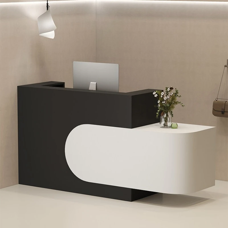 color-blocking design reception counter Professional storage Hall reception desk Company bancone per negozio office furniture