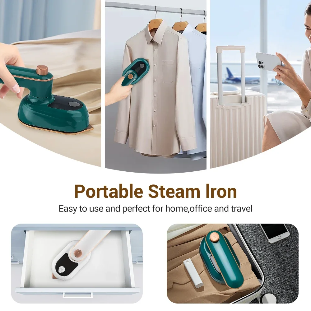 Steamer Kecil untuk Pakaian, Steamer Genggam untuk Rumah dan Perjalanan, Pemanasan Cepat 20 Detik, Steamer Kain Portabel dengan Tangki Air 50ml