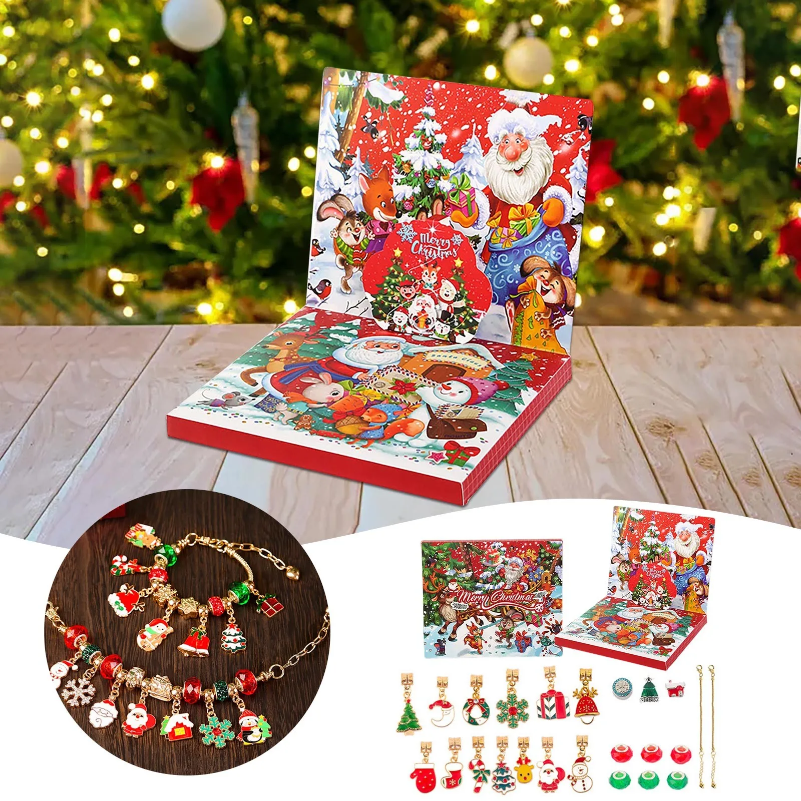 Calendario dell'Avvento con timer di sabbia da 10 minuti 2024 Bracciale per ragazze Calendario per il conto alla rovescia di Natale 24 giorni Natale fai da te 20 secondi timer per bambini