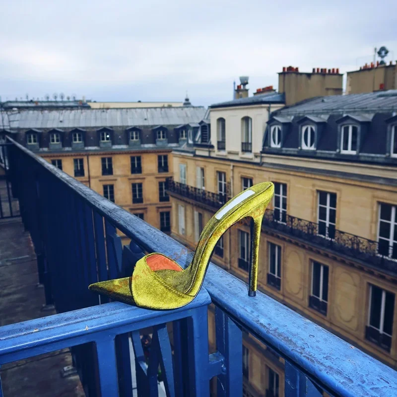 

Velvet Solid Color High Heels Pointed Toe Stiletto Shallow Mouth Sandals Summer Fashion New Party Banquet Slippers For Women 46