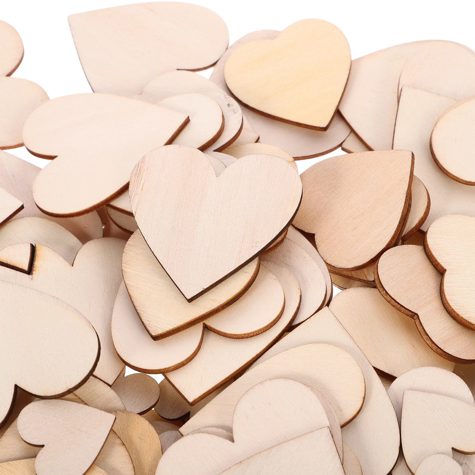 200 Uds. Adornos de corazones de madera, suministros para manualidades Diy, decoraciones en forma de corazón, adornos de madera sin terminar, regalos de San Valentín