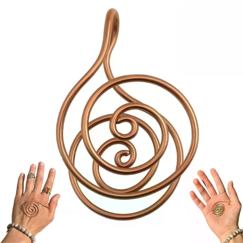 Adjustable Copper Palm Ring Portable Handmade Reiki Energy Spiral Hand Ring Jewelry Accessories Copper Cuff