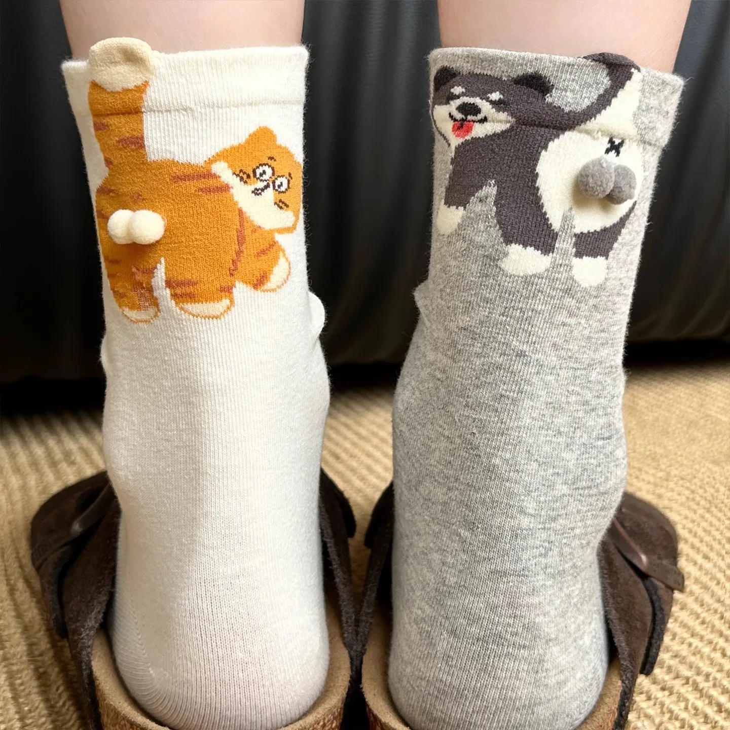 Cute Cat Cotton Socks For Women 2026 New JK Cartoon Mid Tube Socks Female Lolita Spring Autumn Socks Breathable Soft Ankle Socks