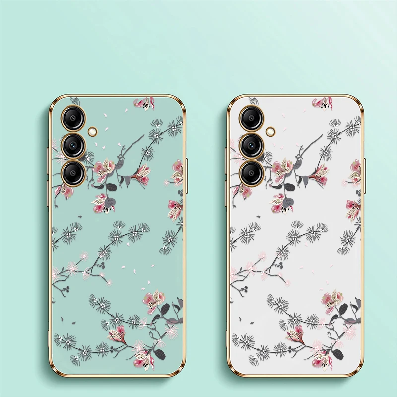 Fiore di modo Cassa Del Telefono Per Samsung Galaxy A34 A54 A15 A16 A25 A73 A81 A35 A55 A21S A13 A23 A33 A53 A14 A24 Placcatura Della Copertura