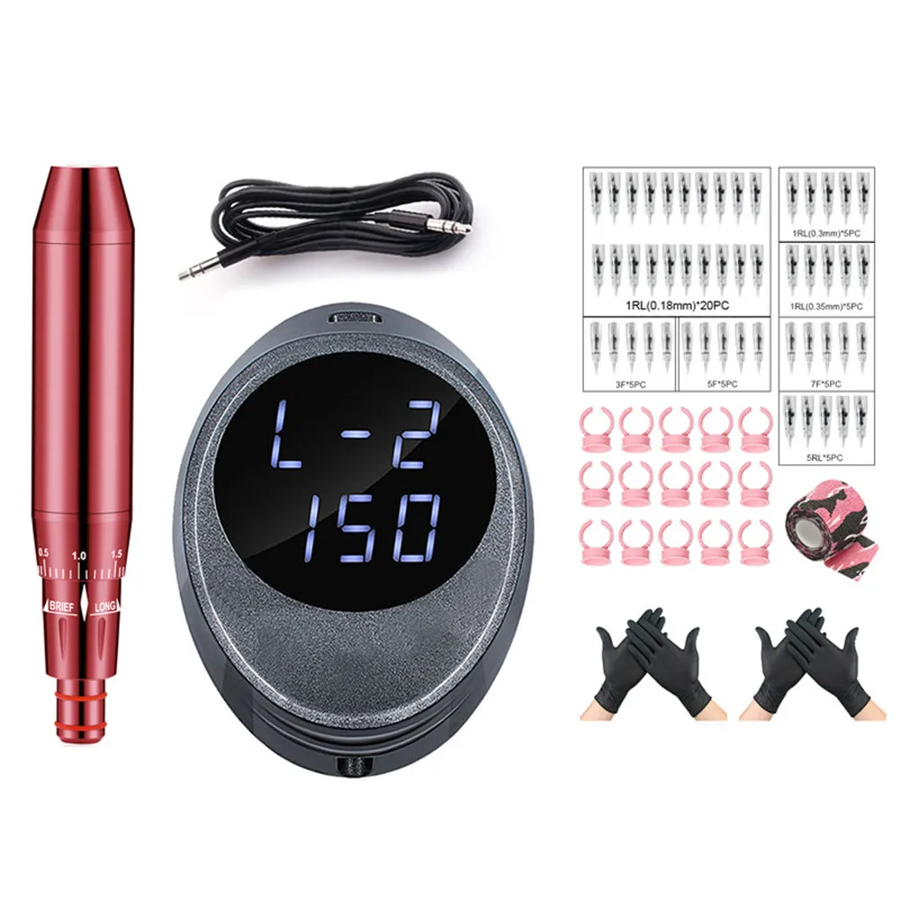 

Portable Permanent Makeup Eyebrow Lips Eyeliner Kits Body Art Eyebrow Tattoo PMU Tattoo Machine Pen With Tattoo Power Supply