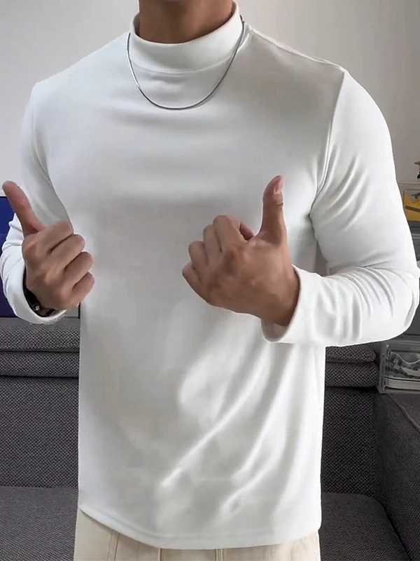 

Мужская двусторонняя термофутболка с высоким воротником, удлиненная, для осени и зимы, теплая, плотная, для ношения под одеждой