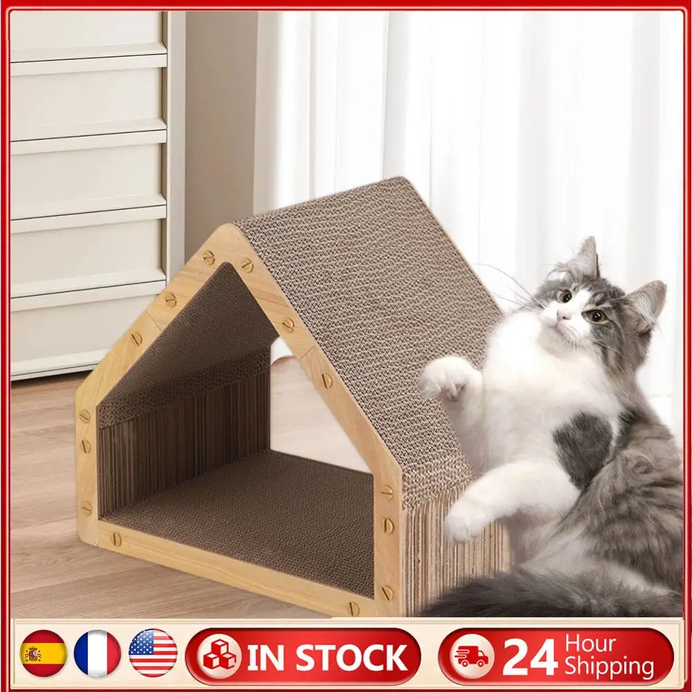 

Картонный домик для кошек, вертикальная когтеточка для кошек, когтеточка для кошек, кошачья коробка, кровать для домашних кошек и котят, спальный домик для домашних животных