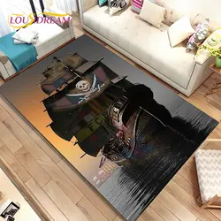 A Pirate Boat,Barque,Boat Ship Area Rug,Carpet Rug for Home Living Room Children's Bedroom Sofa Doormat Decor,Non-slip Floor Mat