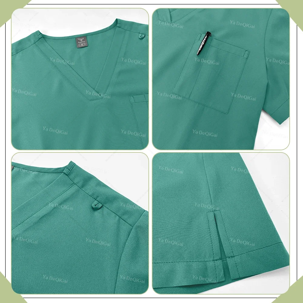Unisex Medical Uniforms Men Women Nursing Clothes Beauty Costume Nurse Scrubs Top Doctor Dentist Workwear Clinical Shirt Blouse view 4