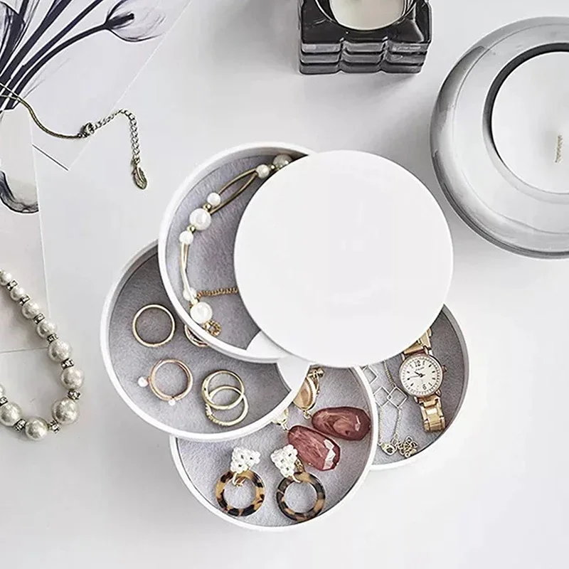 Rotating Multi-layer Desktop Storage Box Hair Accessories Jewelry Makeup Box NWith Lid Dustproof Jewelry Box Jewelry Storage Box